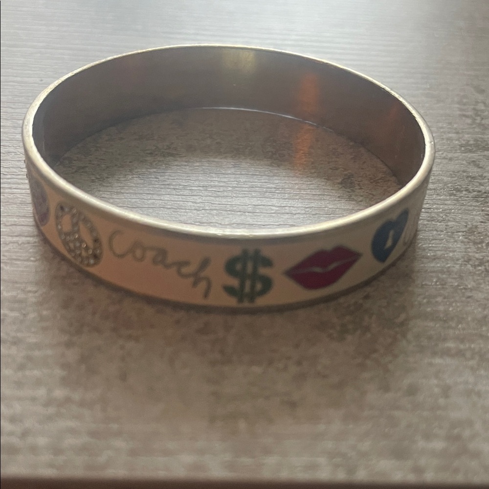 Coach Silver-tone Bangle with Colorful Enamel Icons